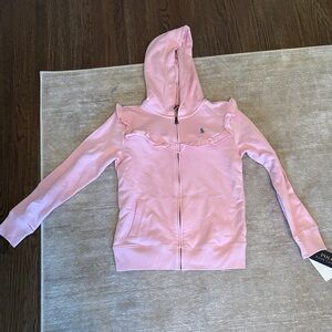 Ralph Lauren Light Pink Ruffle Zip Hoodie for Girls